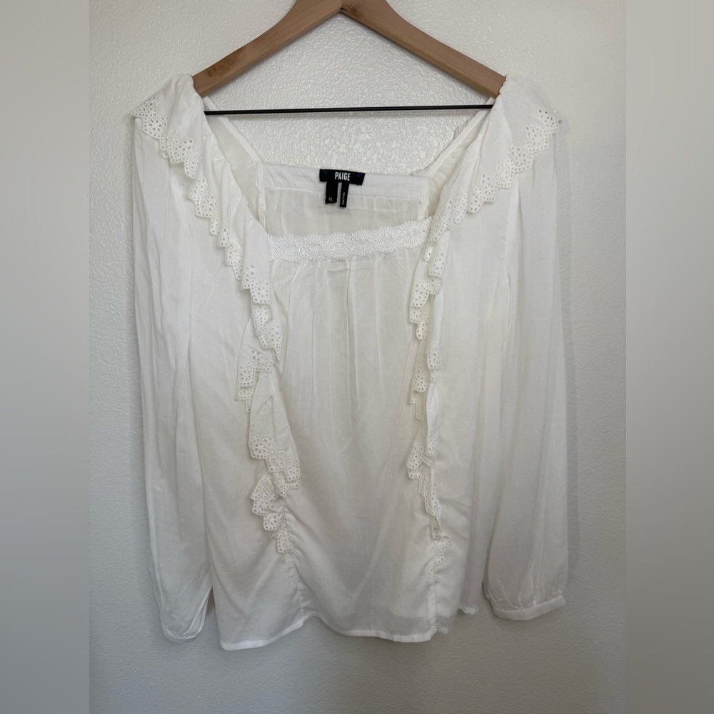 Paige Denim Brylen Blouse Crisp White Eyelet Embr… - image 3